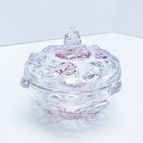 Vintage Crystal Rose Candy Bowl - Picture 2 of 5